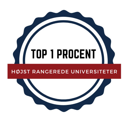Badge, der viser, at Københavns Universitet er blandt verdens 1% bedst rangerede universiteter